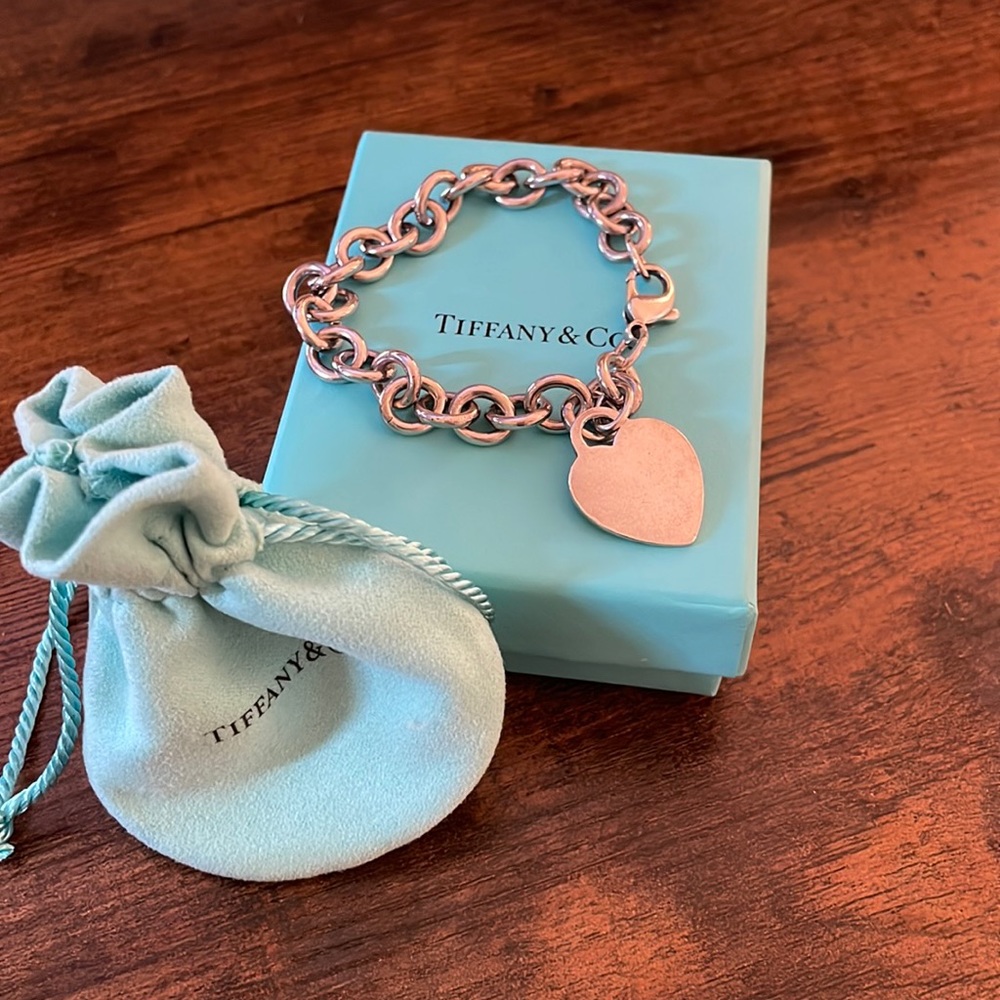 Tiffany & Co blank heart tag charm bracelet